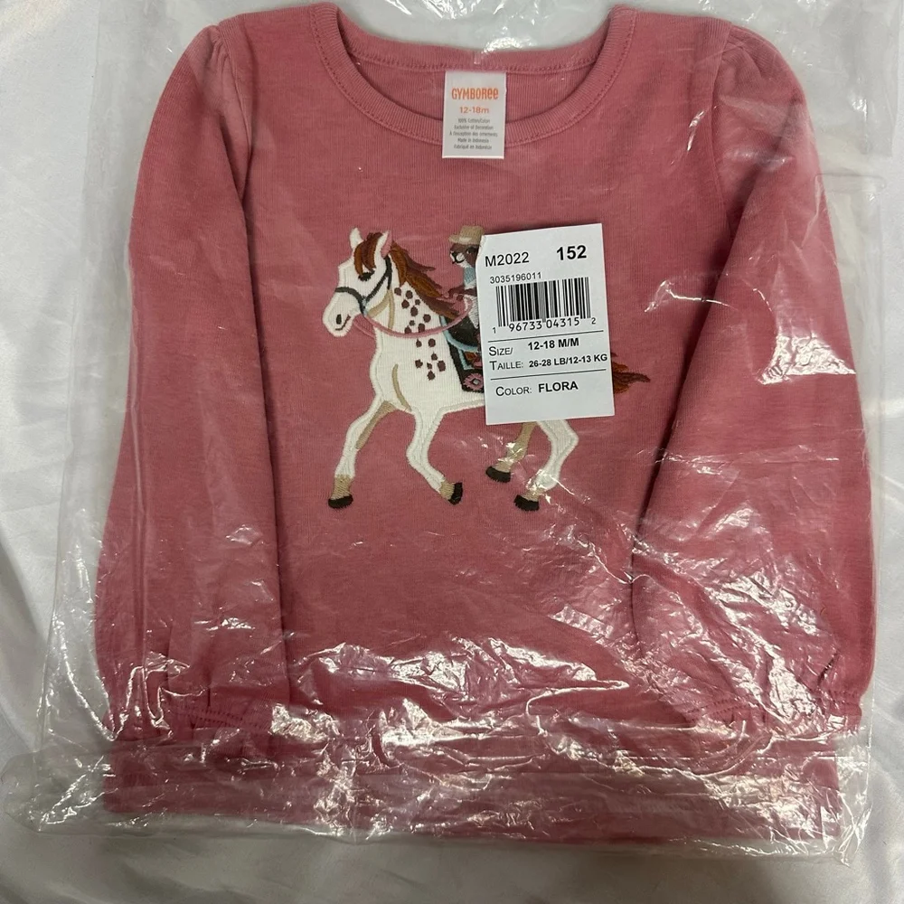NWT Gymboree Girls Embroidered Horse Top Little Rocky Mountain Size 12-18 months